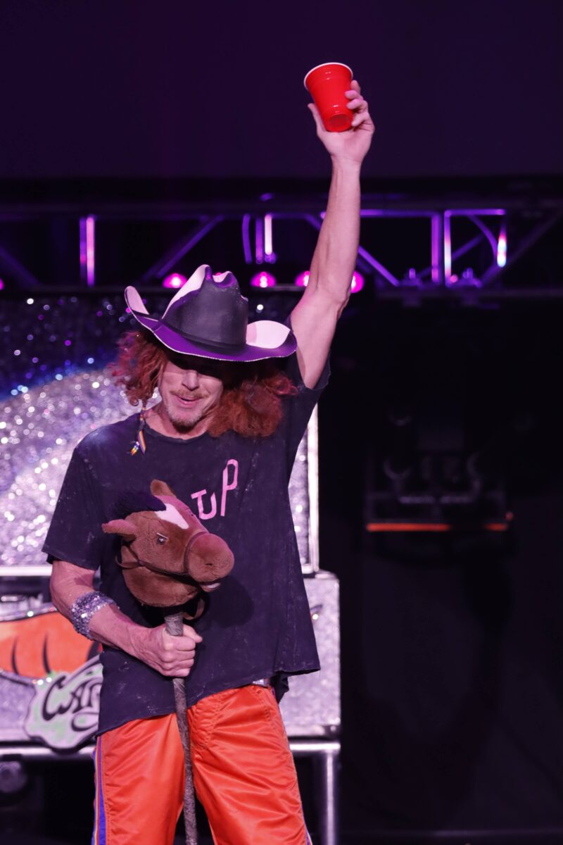 Carrot Top, one of the world's best prop comics, raises cup at Las Vegas show